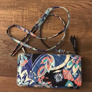 Vera Bradley Crossbody Wallet Blue Pink